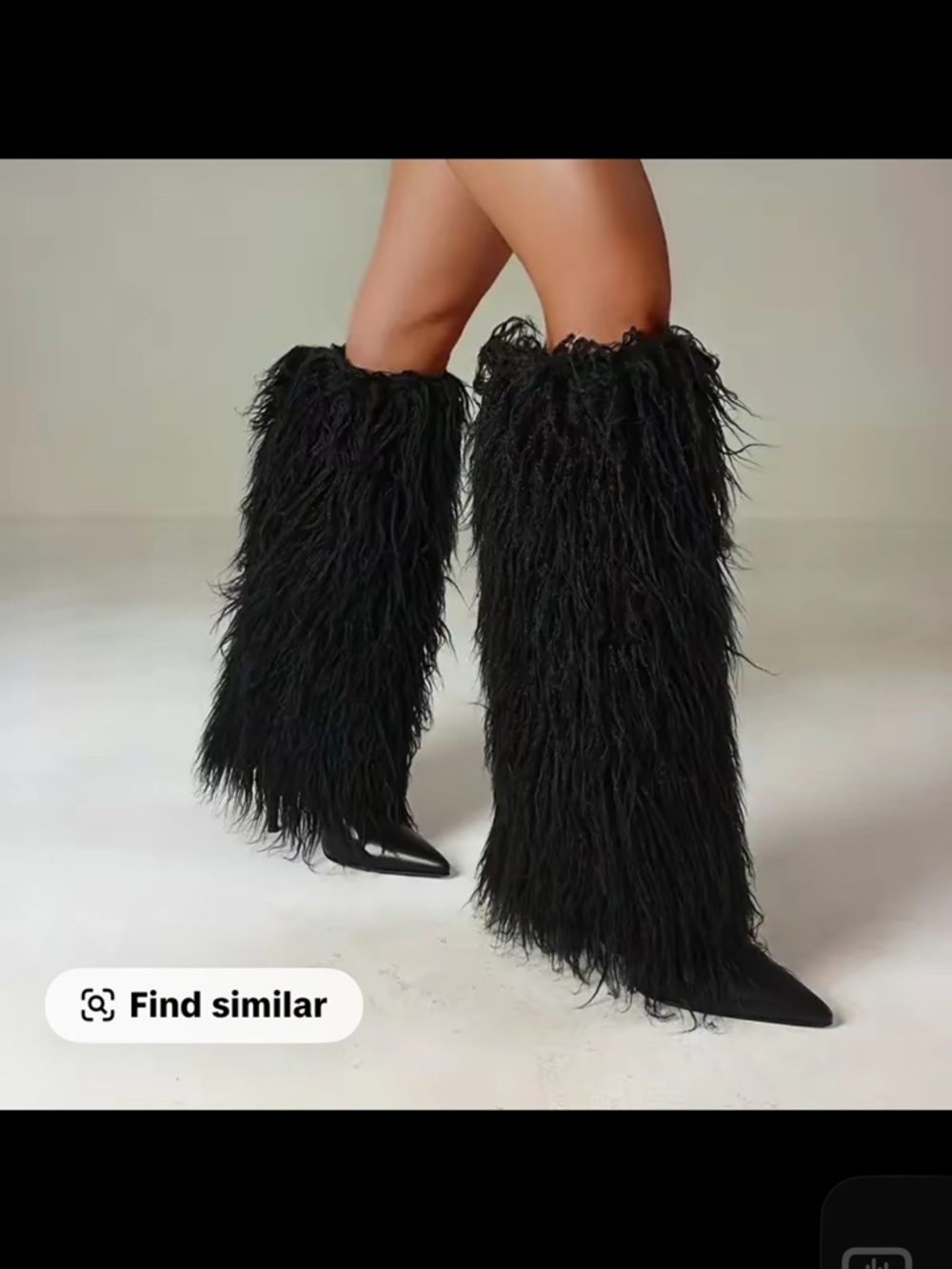 Black Faux Fur Knee-High Booties - Stylish Winter Statement